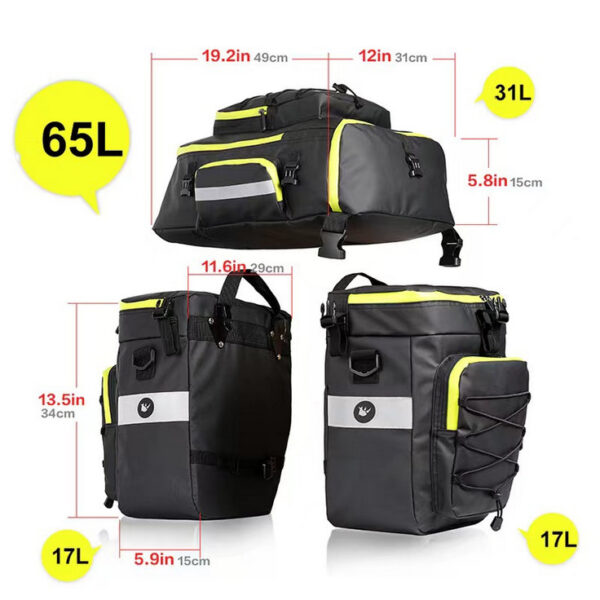 3 in 1 bicycle saddle bag multifunctional bicycle rear rack luggage bag backpack with rain cover