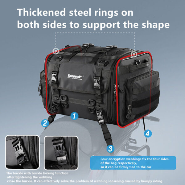 40L to 60L expandable motorcycle rear tail bag rear seat bag tail bag